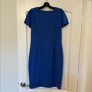 Elie Tahari Blue Sheath Dress with Flutter Sleeves